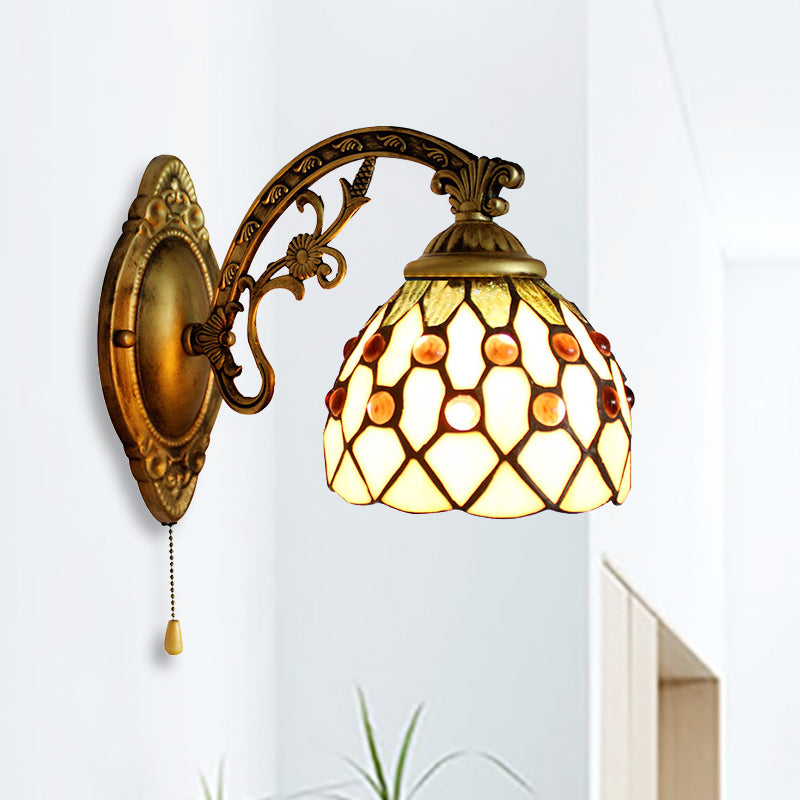 BowLift | Vintage Dome Wall Lamp Combined Glass One Light Mini Wall Lamp in Brass