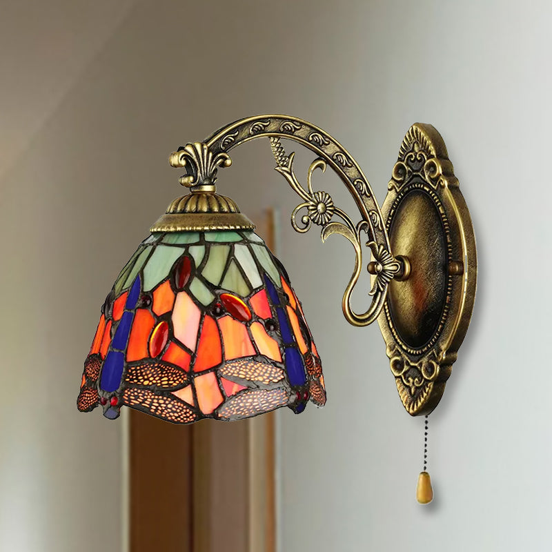 BowLift | Lodge Style Dragonfly Wall Mount Light Woven Glass Multicolor Wall Lamp Lighting