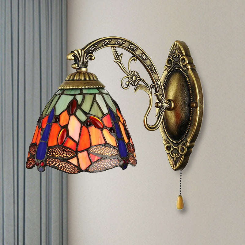 BowLift | Lodge Style Dragonfly Wall Mount Light Woven Glass Multicolor Wall Lamp Lighting