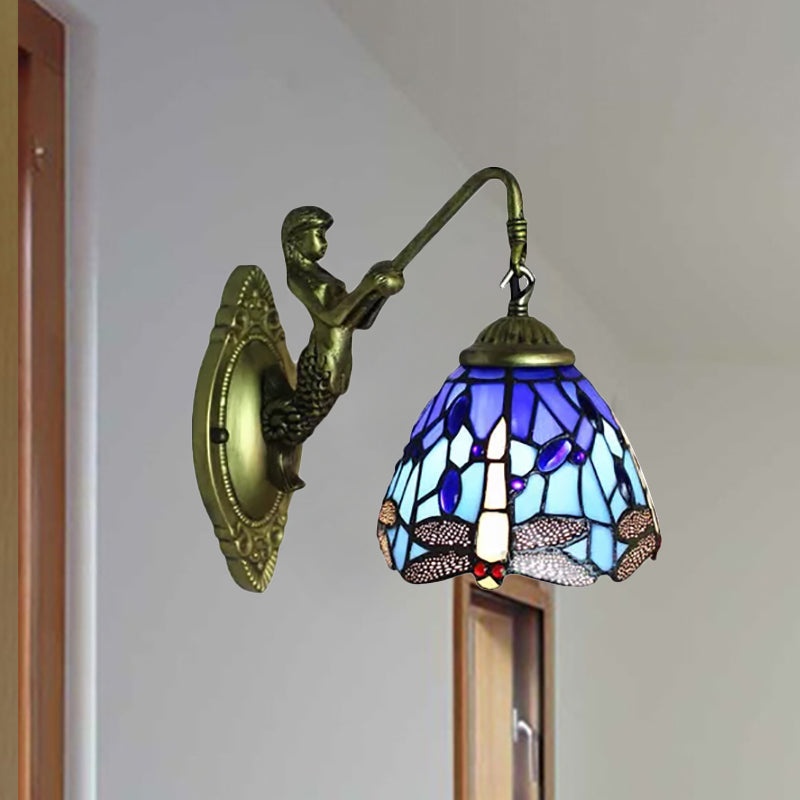 BowLift | Lodge Style Dragonfly Wall Mount Light Woven Glass Multicolor Wall Lamp Lighting