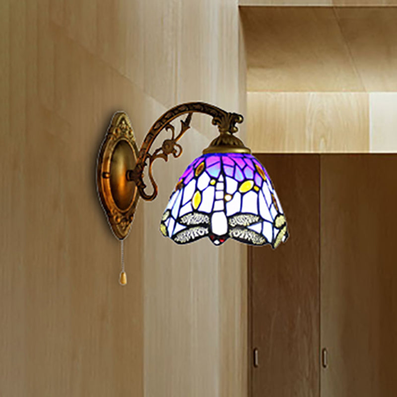 BowLift | Lodge Style Dragonfly Wall Mount Light Woven Glass Multicolor Wall Lamp Lighting