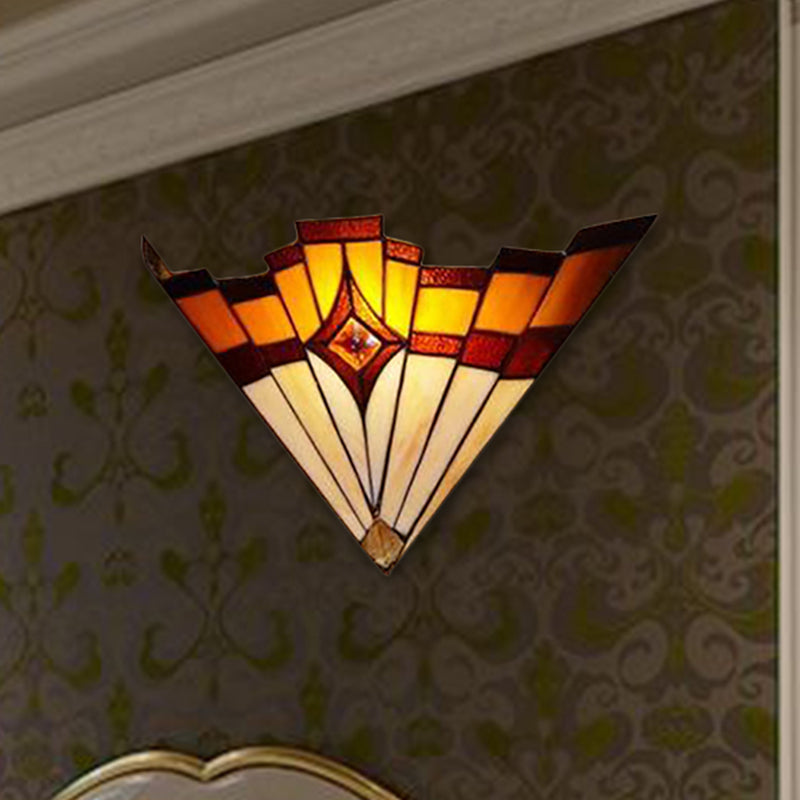 BowLift | Mission Style Triangle Wall Lamp Etched Glass 1 Light Indoor Wall Lighting for Hall