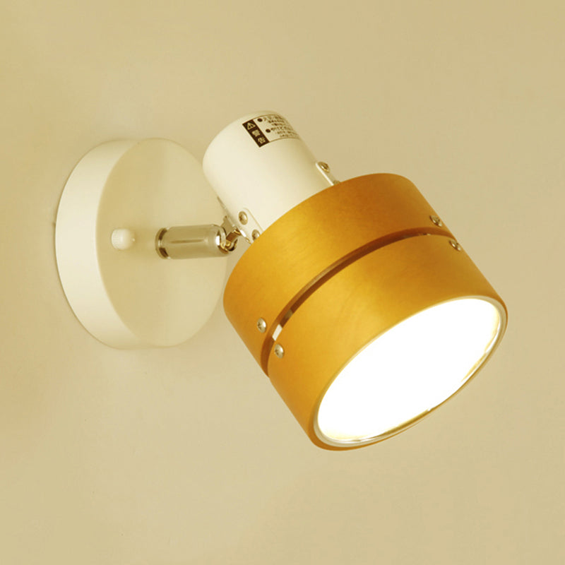 BowLift | Study Room Drum Wall Lamp Corner Adjustable Wood Contemporary 1 Light Beige Wall Lamp