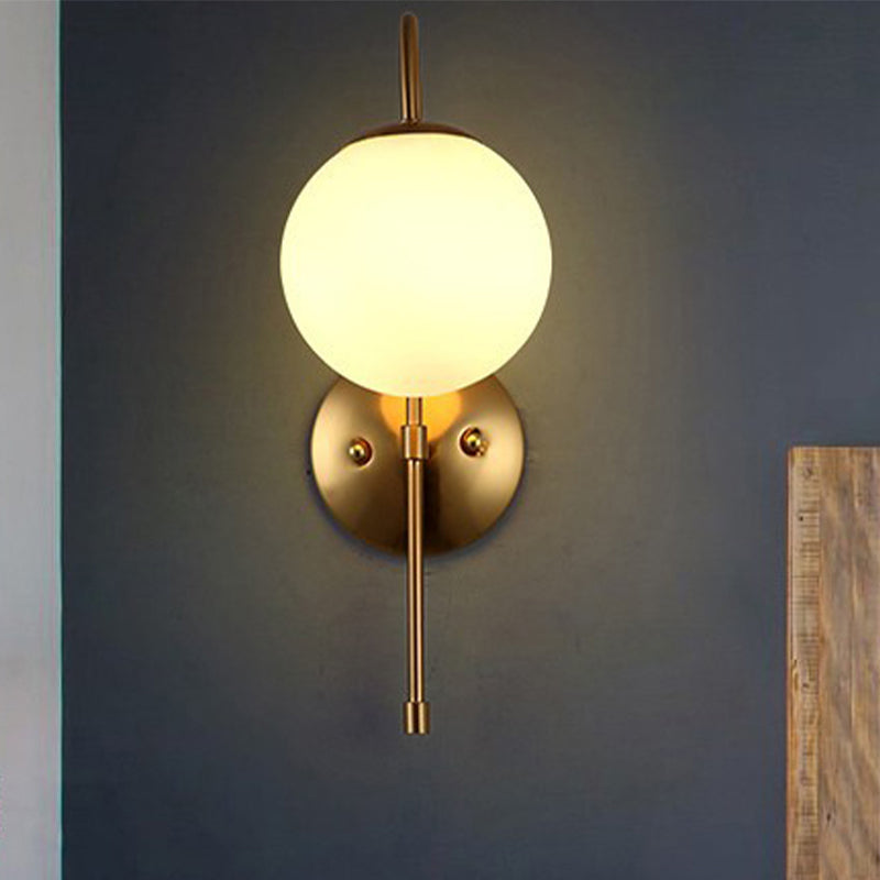 BowLift | Brass Globe Wall Lamp Modern Opal Glass 1 Light Coffee House Wall Lamp Fixture