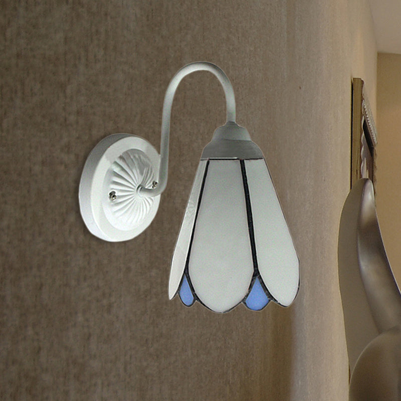 BowLift | Lily Wall Lamp 1 Head White Glass Tiffany Wall Mounted Light for Bedroom