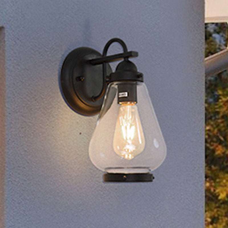 BowLift | Clear Glass Black Wall Light Cone 1-Light Industrial Wall Lamp Light for Porch