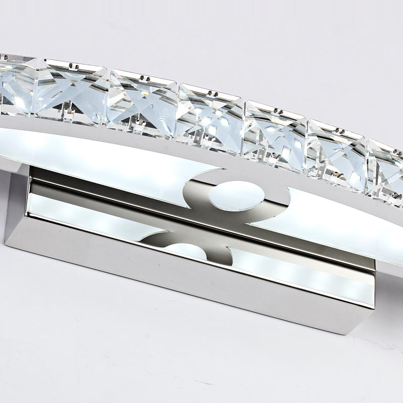BowLift | Flared Vanity Lighting Modern Style Clear/Champagne Crystal 17"/21" W LED Wall Lamp, Warm/White Light