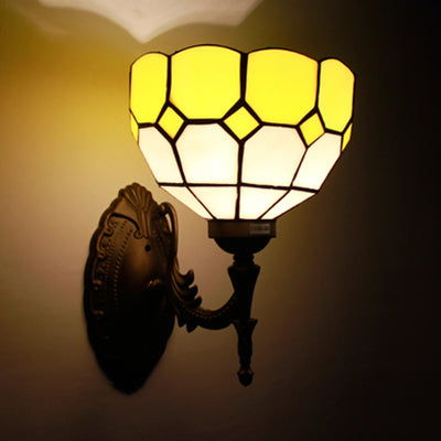 BowLift | Retro style wave-shaped wall lamp, gift glass 1 light wall-mounted fixture in yellow/pink/green for stairs.