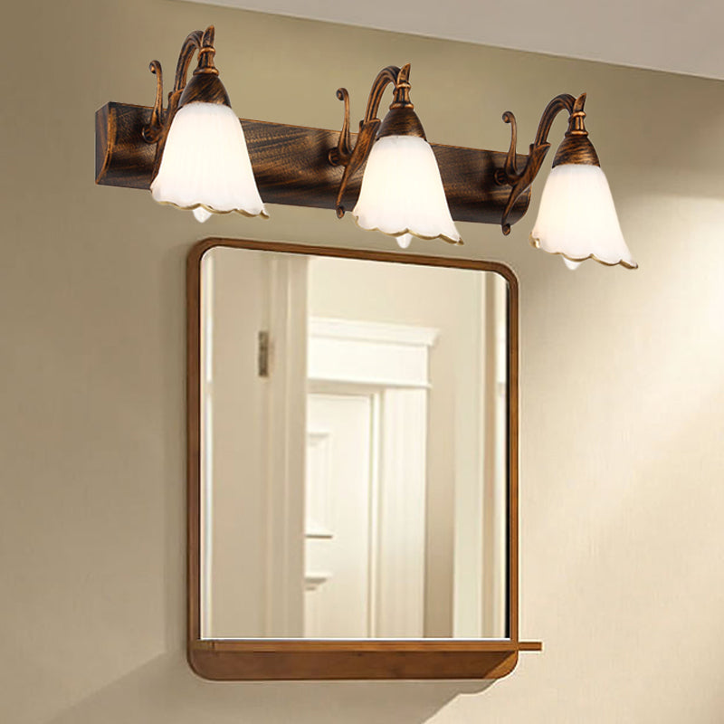 BowLift | Flower Bath Wall Light Classic Opal Glass 2/3/4 Lights Bronze/White Make-Up Lighting