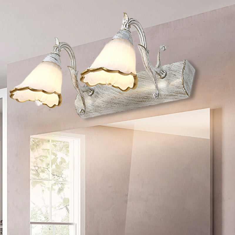BowLift | Flower Bath Wall Light Classic Opal Glass 2/3/4 Lights Bronze/White Make-Up Lighting