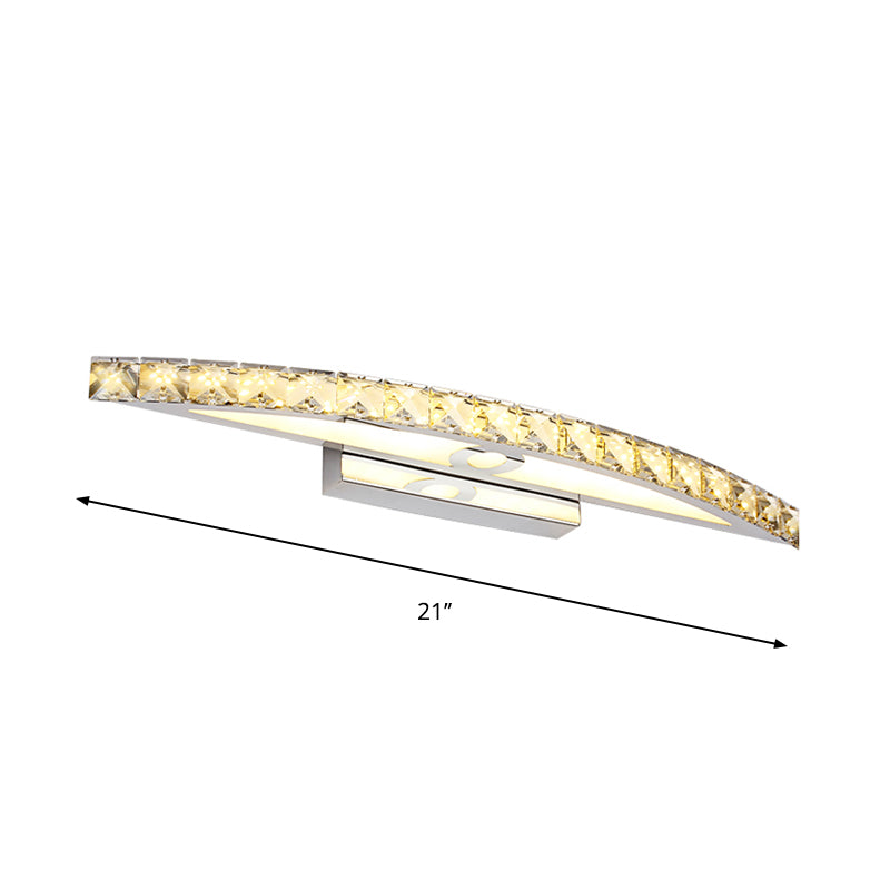BowLift | Flared Vanity Lighting Modern Style Clear/Champagne Crystal 17"/21" W LED Wall Lamp, Warm/White Light