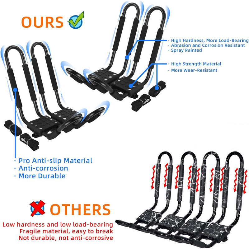 BowLift | Kayak Roof Rack 4 Pieces J-Bar Carrier Holder Car Top Mount Rack for Canoe SUV Cars Truck Surf Ski