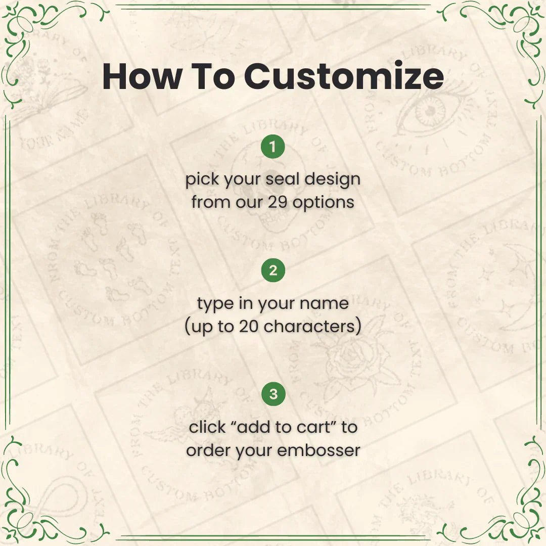 BowLift | Custom Book Embosser | BookStamp Personal Library Stamp | Vintage No-Ink Seal | Adjustable Design