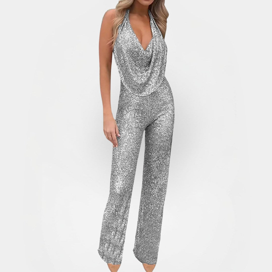 Sleeveless Wide-Leg Jumpsuit with Cinched Waist
