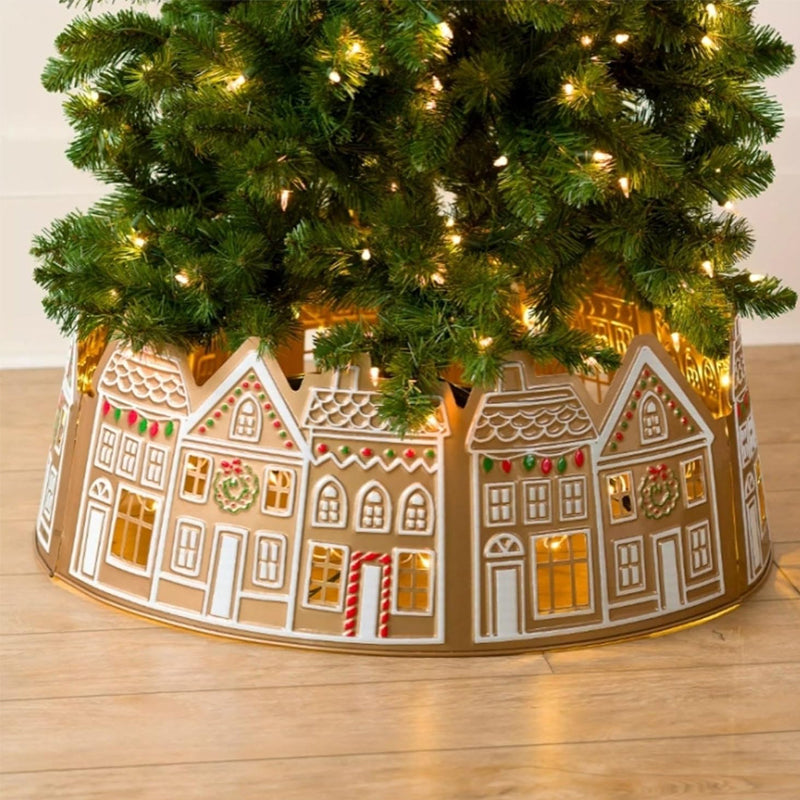 BowLift | LED Gingerbread House Christmas Tree Collar Tree Skirt