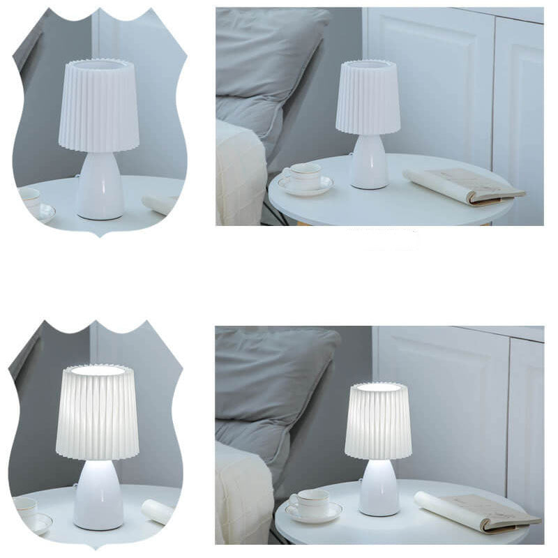 BowLift | Scandinavian Retro Table Lamp with Pleated Shade and Glass Base