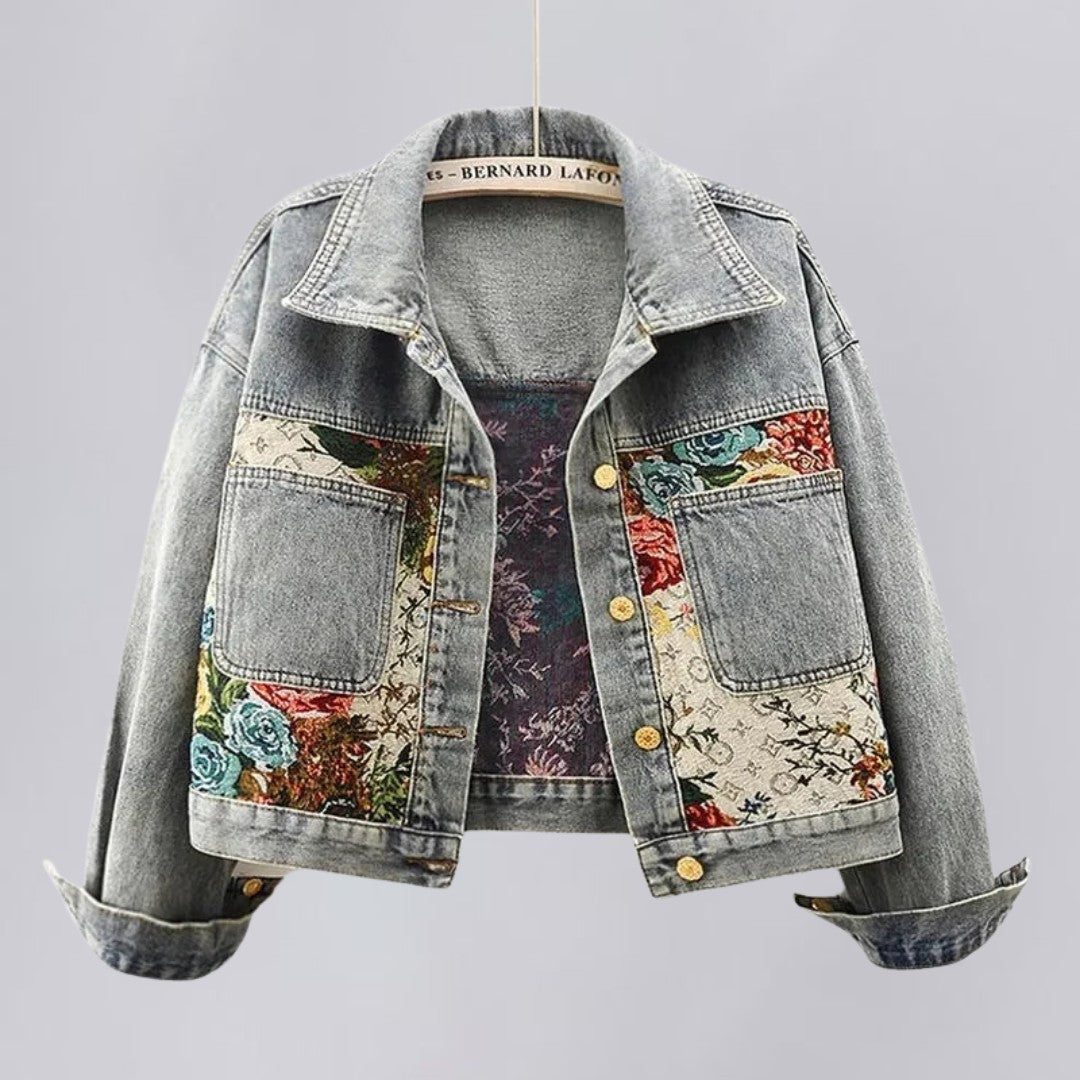 Floral Denim Jacket with Tailored Fit