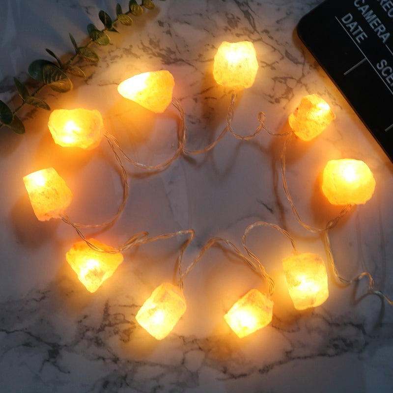 BowLift | SolaraGleam Himalayan Salt String Lights | Warm Amber Light | Portable Natural Crystal Decoration for Home