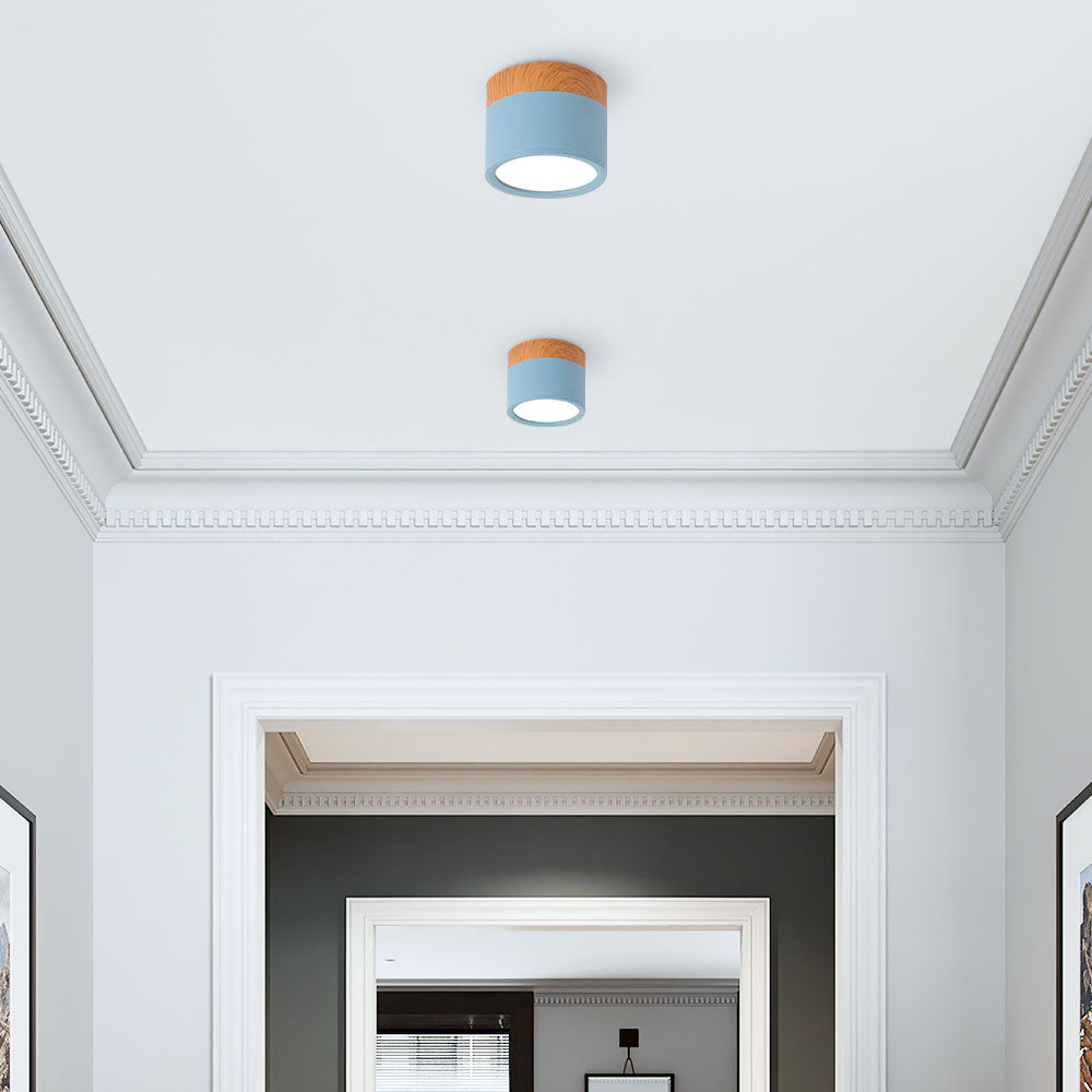 BowLift | Ceiling Light with Pink Flush Wood Finish