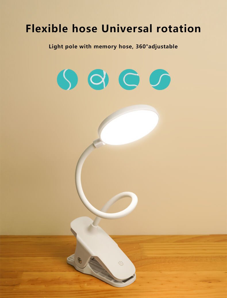 BowLift | Simple LED Clip Desk Lamp rechargeable Eye Protection Night Light