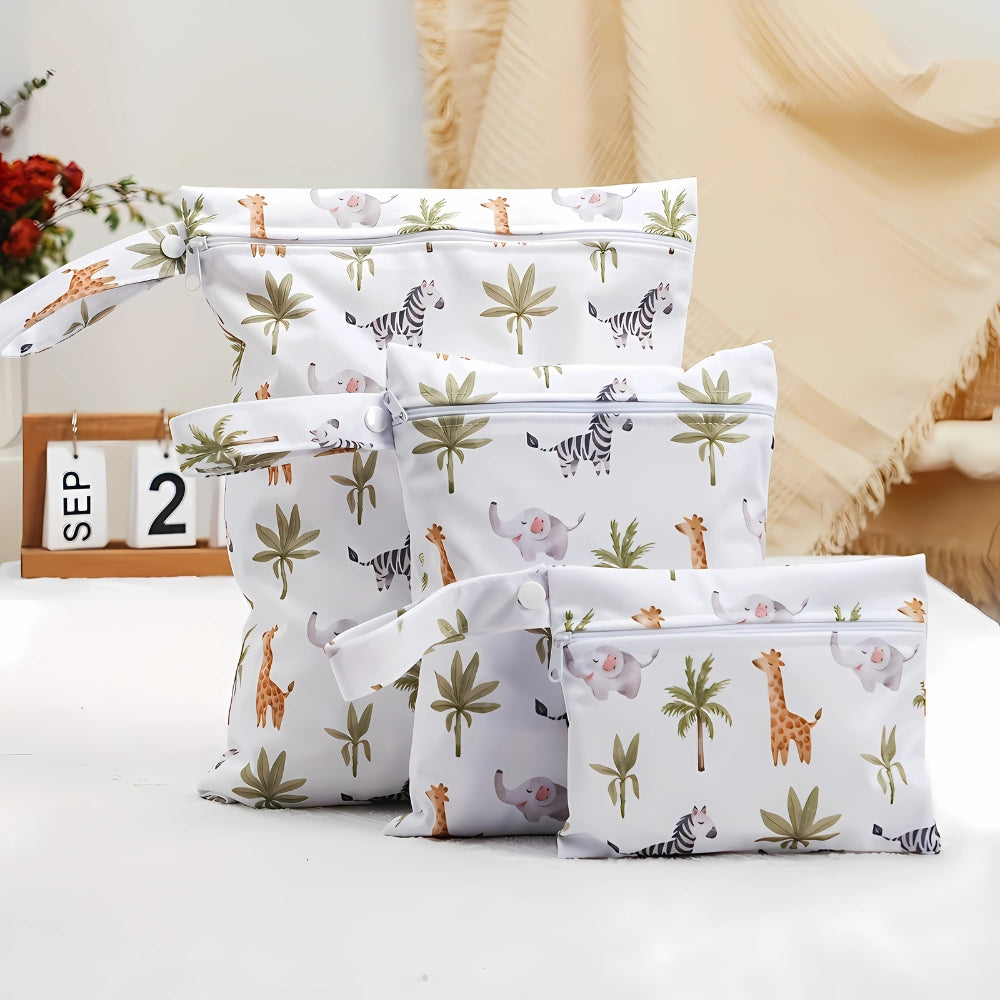 BowLift | Baby Zoo Safari Print Reusable Wet Dry Bag | 3pcs Set