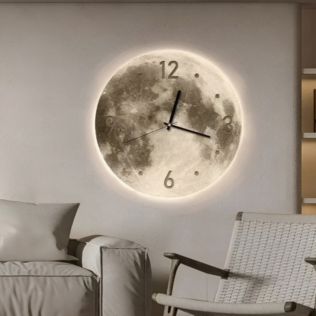 BowLift | Decorative Large Wall Clock with Moon Motif