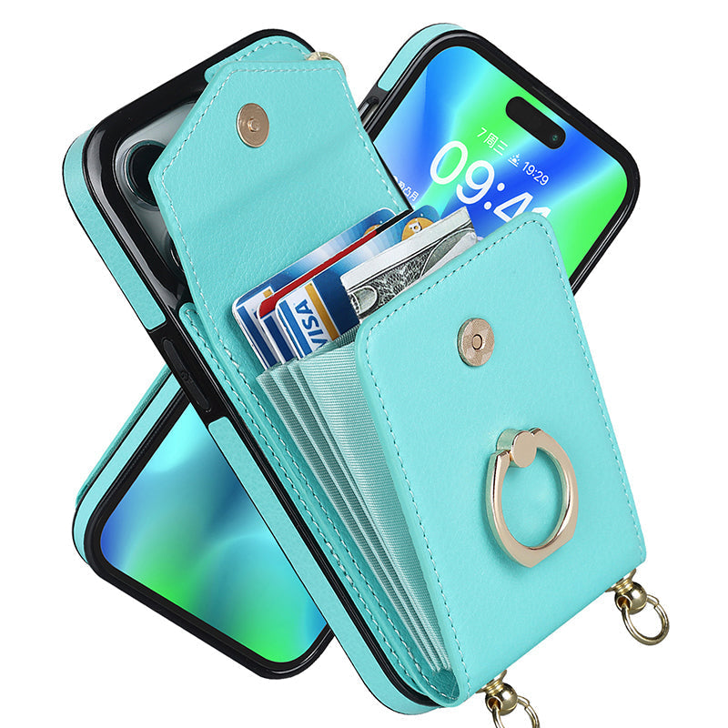 BowLift | Leather Wallet Case with Ring & Lanyard for iPhone