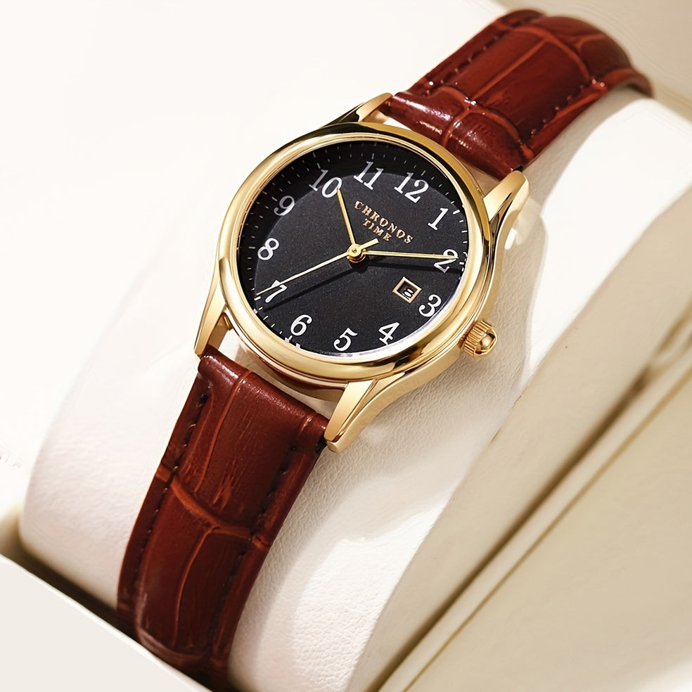 BowLift | Elegant Women’s Watch – Quartz Wristwatch with Faux Leather Strap | Perfect Gift for Her