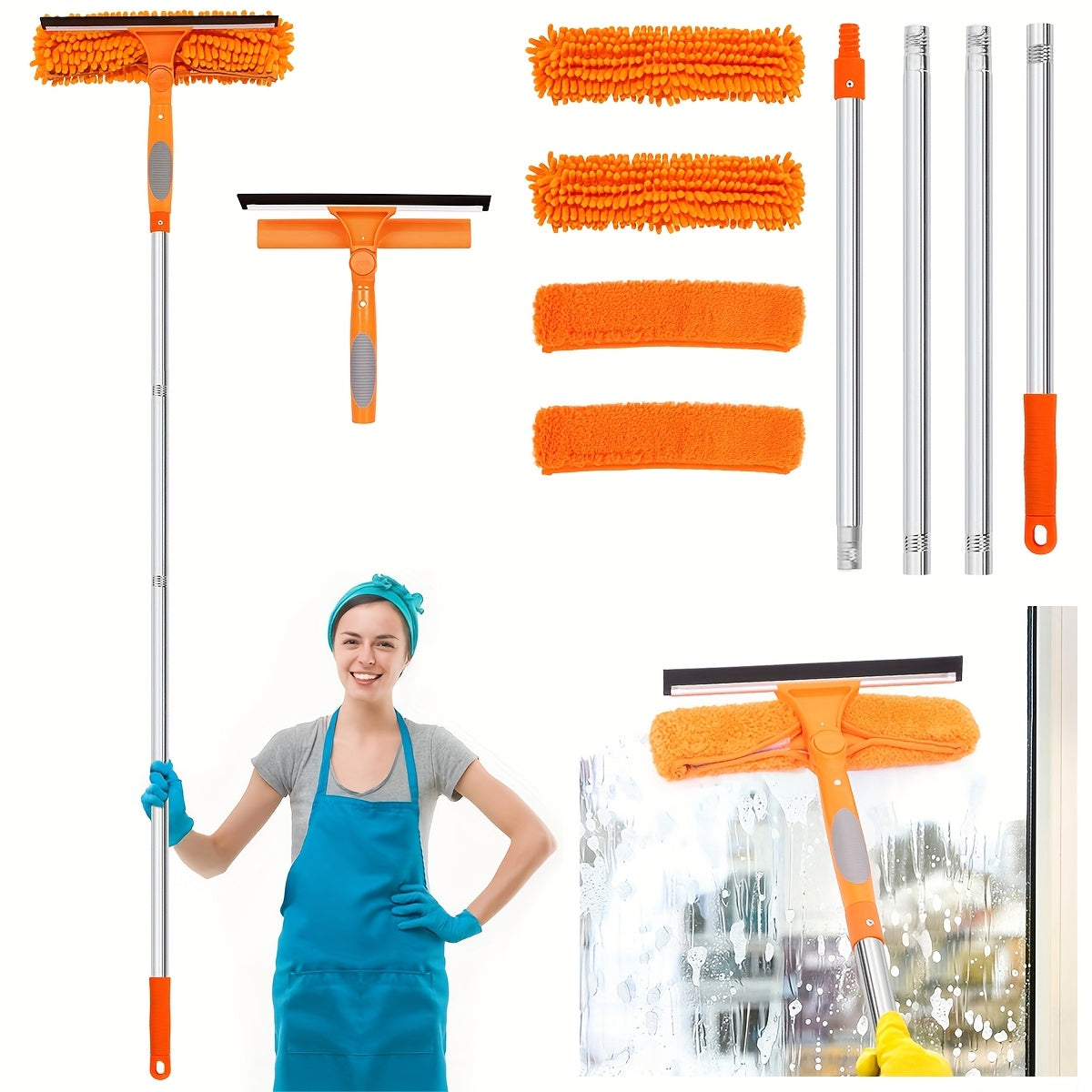 BowLift | Crystal Clear Window Cleaner – Professional 2-in-1 Telescopic Window and Glass Cleaning System