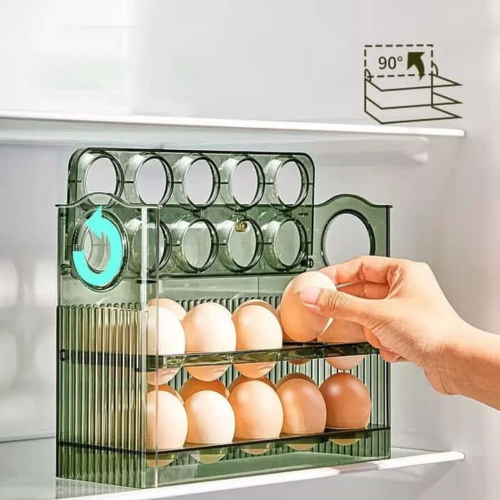 BowLift | Clear Egg Organizer – Space-Saving Rolling Fridge Storage