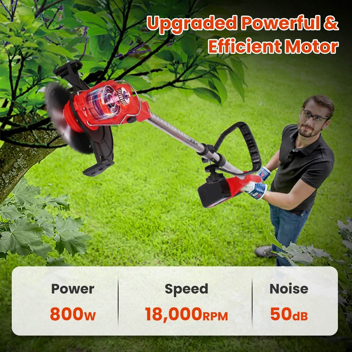 BowLift | 3-in-1 Electric Cordless Lawn Mower Battery-powered Grass Cutter with Wheels Adjustable Head with 2 Pieces 2500mAh Batteries