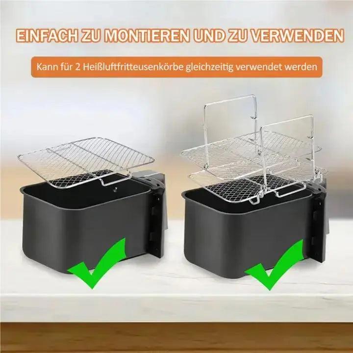 BowLift | 3-tier stainless steel air fryer rack for versatile cooking