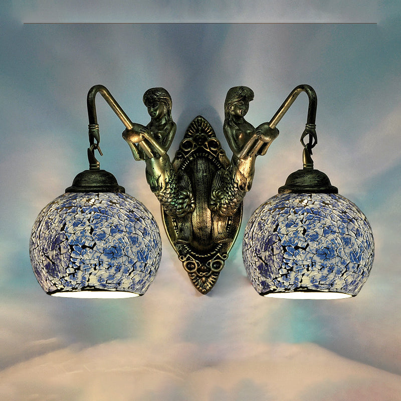 BowLift | Mermaid Wall Lighting Idea 2 Lights Hand-Cut Glass Baroque Wall Lamp in White/Yellow/Orange for Living Room