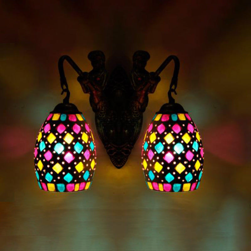 BowLift | Maestro wall lamp Mediterranean hand-cut glass 2 lights white/red/yellow wall lamp socket