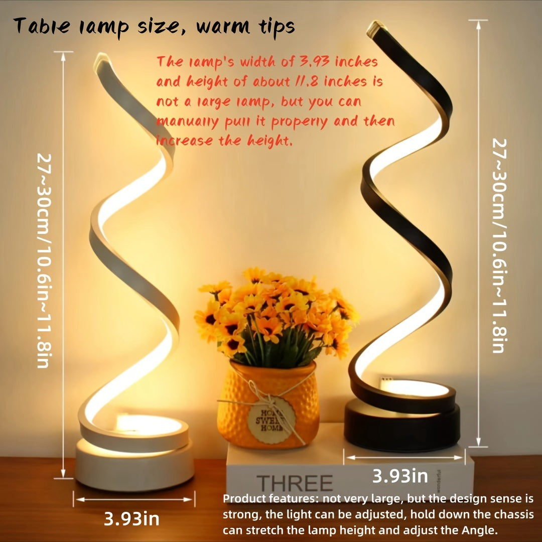 BowLift | Modern Spiral Table Lamp – Creative LED Desk Lamp with Gentle Warm Light, Perfect for Bedroom, Living Room, and Study Decor