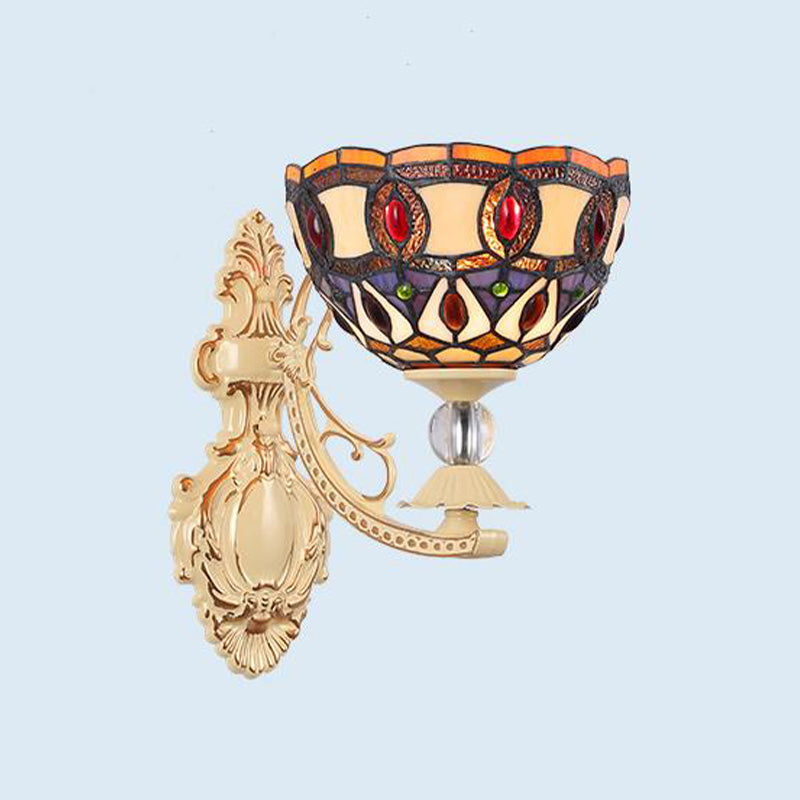 BowLift | Dome/Ster Wall-Mounted Lighting Fixture Victorian Spotted Glass 1 Light White/Red/Orange Wall Lamp for Hallway