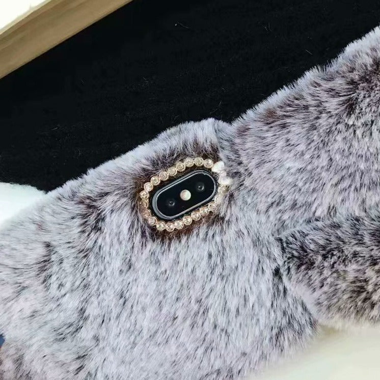 BowLift | Grey Fox Hair Fur Ball Grid Design Iphone Cases