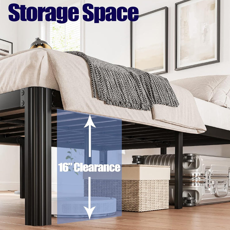 BowLift | 18 Inch Queen Bed Frame 3000 lbs Loading Capacity Metal Bed Frame Platform Durable Stable