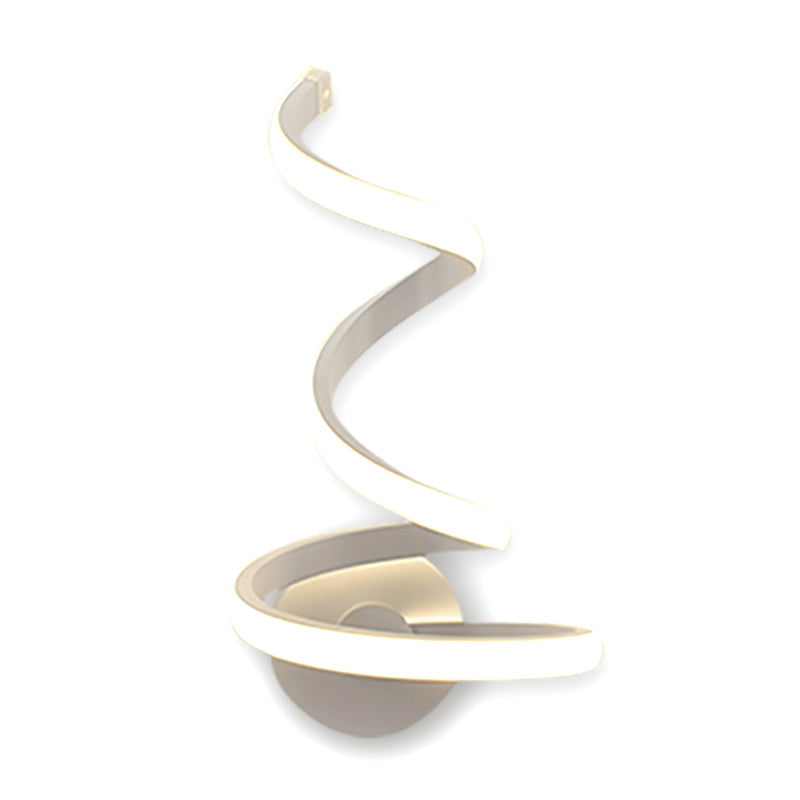 BowLift | LED Dining Room Wall Light Modernist White Wall Mounted Lamp with Spiral Acrylic Shade