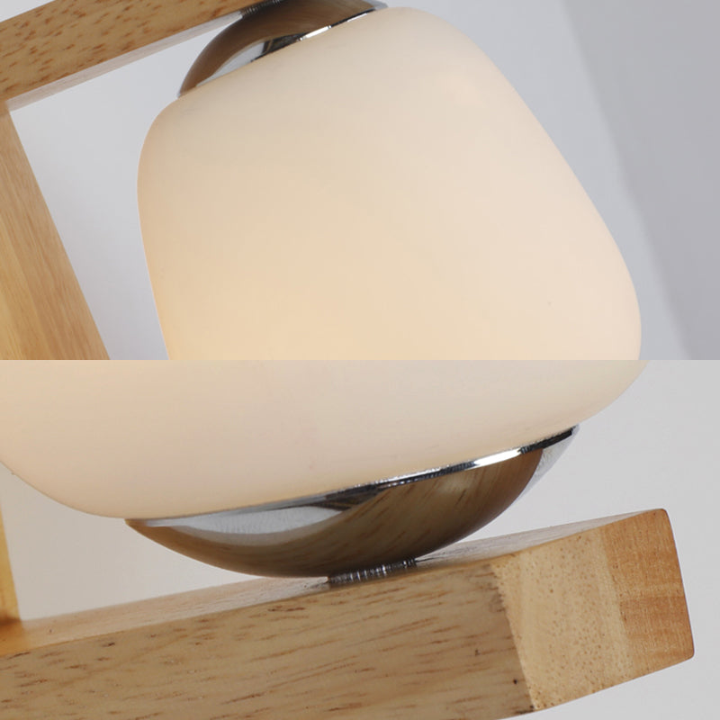 BowLift | Milk Glass Mini Wall Mounted Lighting Nordic Style 1 Light Indoor Wall Light made of Wood for the Bedroom
