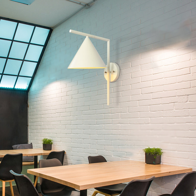 BowLift | Cone Metal Wall Lighting Contemporary 1 Light Black/White/Gold Wall Lamp Over Table, 8" B