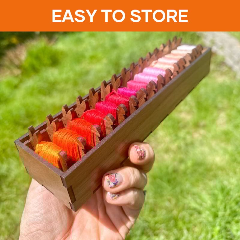 BowLift | Embroidery Thread Organizer | Wooden Bunny Bobbin Set | 16-Piece | Storage Corral Included