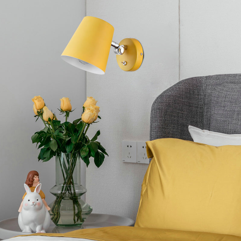 BowLift | Conical Wall Lamp Macaron Metallic 1 Light Pink/Yellow/Blue Wall Light for Balcony, 5" B