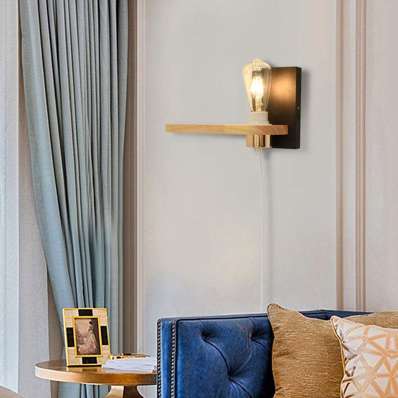 BowLift | Black/green metal back plate wall lighting fixture simple 1 light bare bulb wall-mounted lamp for hallway