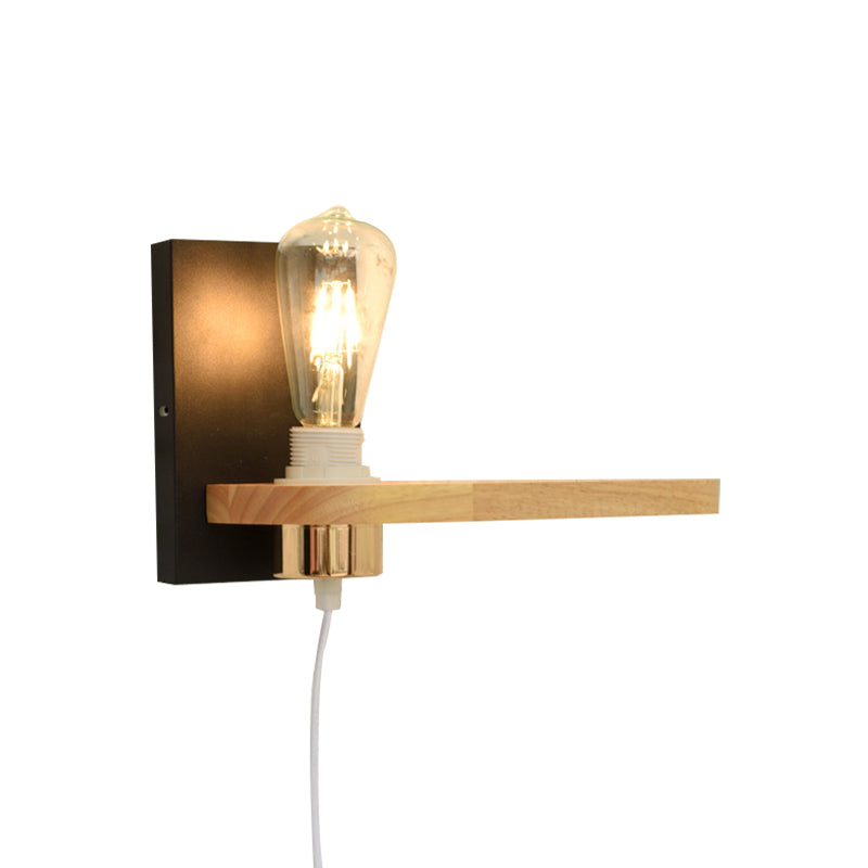 BowLift | Black/green metal back plate wall lighting fixture simple 1 light bare bulb wall-mounted lamp for hallway