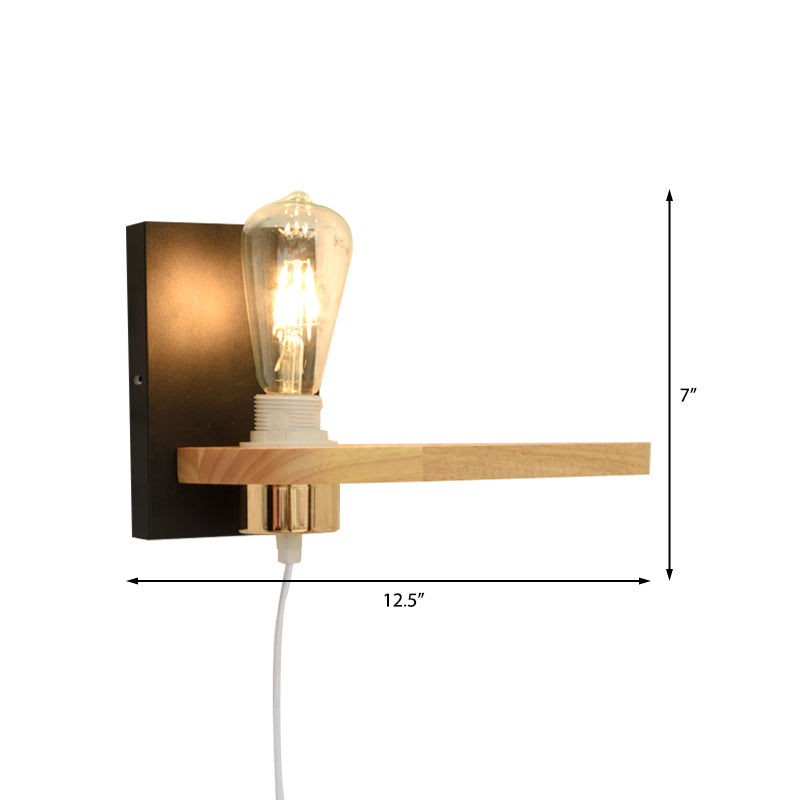BowLift | Black/green metal back plate wall lighting fixture simple 1 light bare bulb wall-mounted lamp for hallway