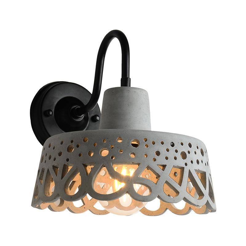 BowLift | 8.5"/9.5"/10" Width Goose Neck Wall Light Modernist Cement 1 Light Wall Mounted Fixture in Gray