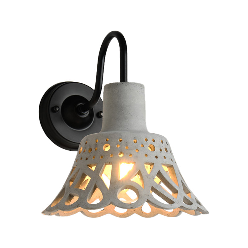 BowLift | 8.5"/9.5"/10" Width Goose Neck Wall Light Modernist Cement 1 Light Wall Mounted Fixture in Gray