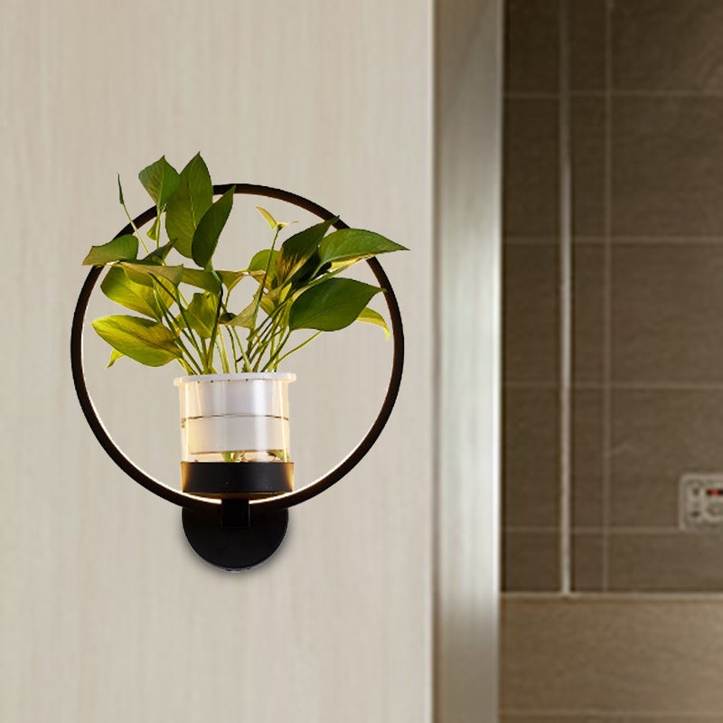 BowLift | Round/Oval Bedroom Wall Lighting Industrial Metal 1 Lamp Black/White LED Wall Lamp Wall Lamp in Warm/White/3 Color Light