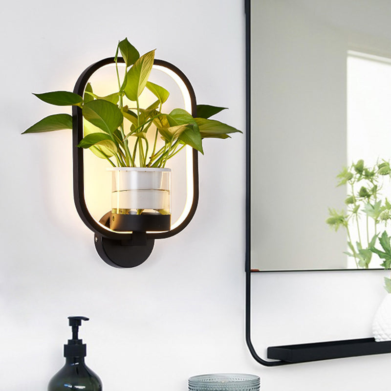 BowLift | Round/Oval Bedroom Wall Lighting Industrial Metal 1 Lamp Black/White LED Wall Lamp Wall Lamp in Warm/White/3 Color Light